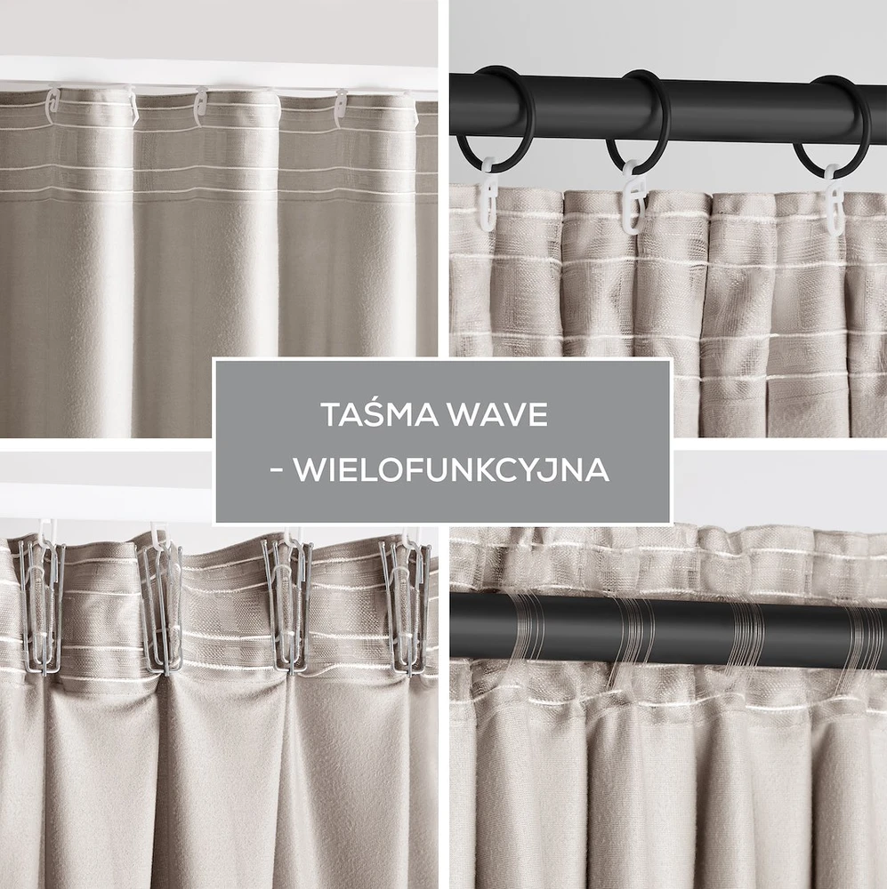 RESTILO VELVET curtain — warm beige, plain and glamorous, tie-back sash, glamour style, multifunctional tape, material: velvet, 140 x 230 cm