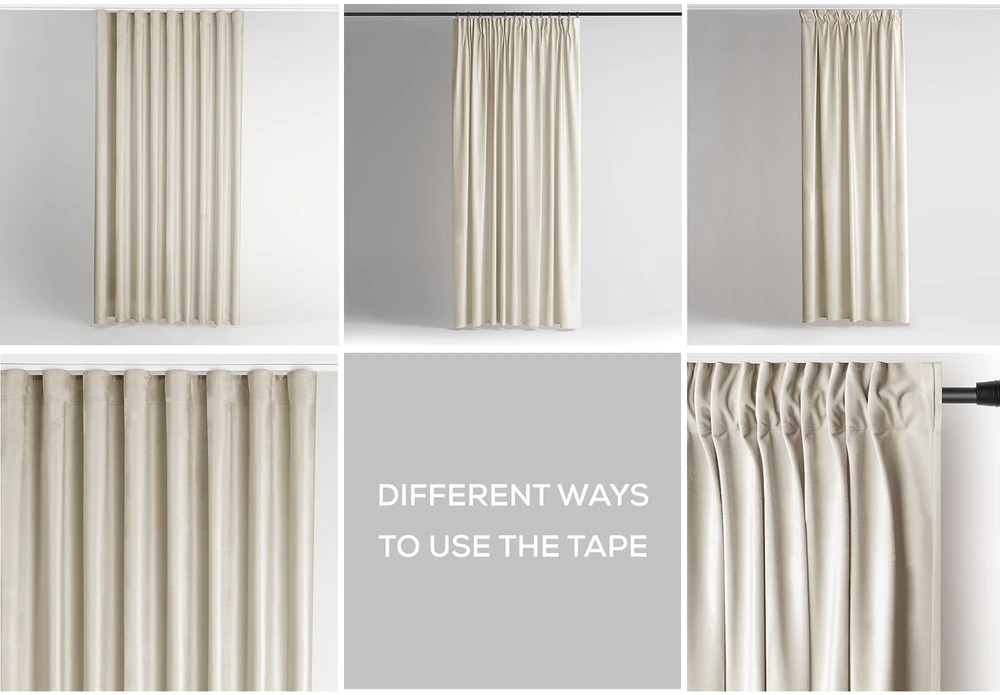 RESTILO VELVET curtain — light beige, smooth, glamorous style, decorative tieback, multi-functional tape, velvet fabric, 200 x 260 cm