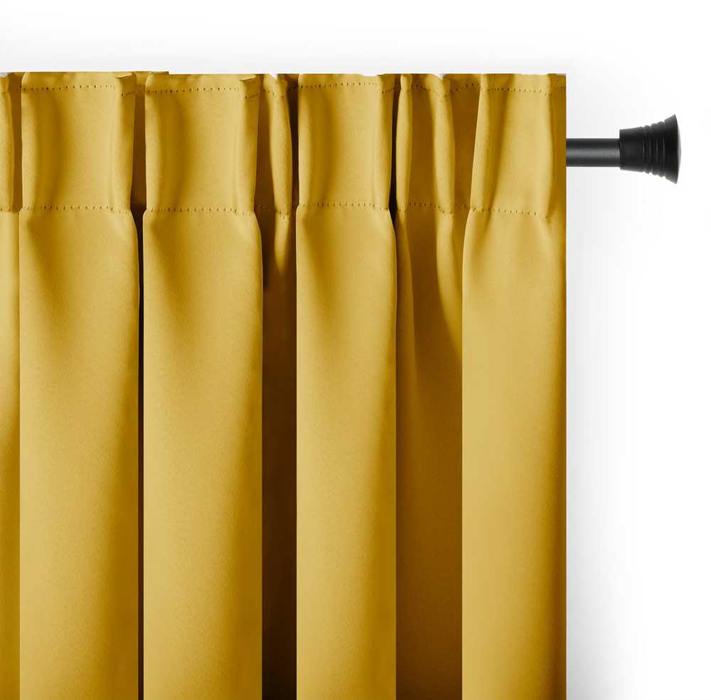 Naktinė užuolaida AmeliaHome BLACKOUT 140X245 cm, 1 vnt., juosta/kabliukai, spalva: garstyčių