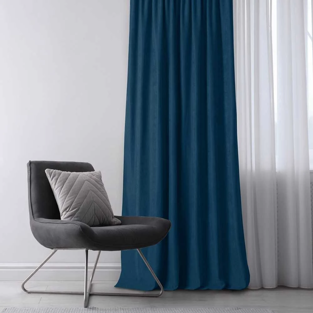 Homede Užuolaidos 220×225 cm iš šenilo indigo