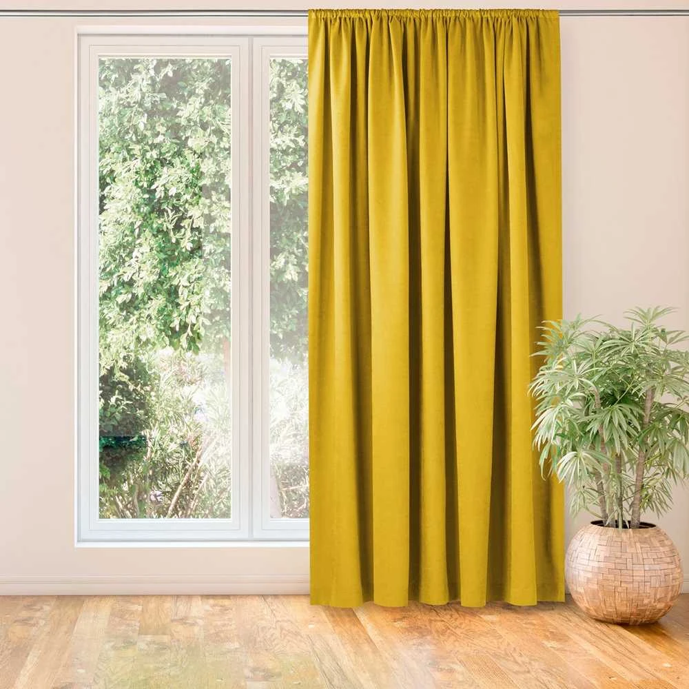 Homede Užuolaidos 140×175 garstyčių spalvos chenille