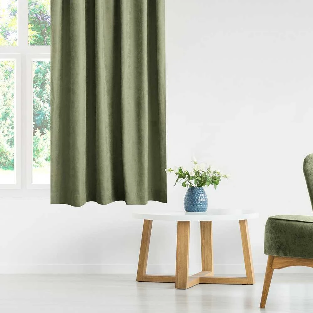 Homede Užuolaidos 280×175 cm iš čenilės alyvuogių spalvos