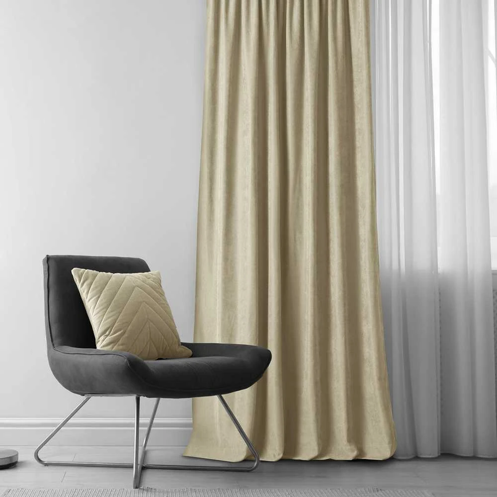 Homede Užuolaidos 140×225 cm iš chenille smėlio spalvos