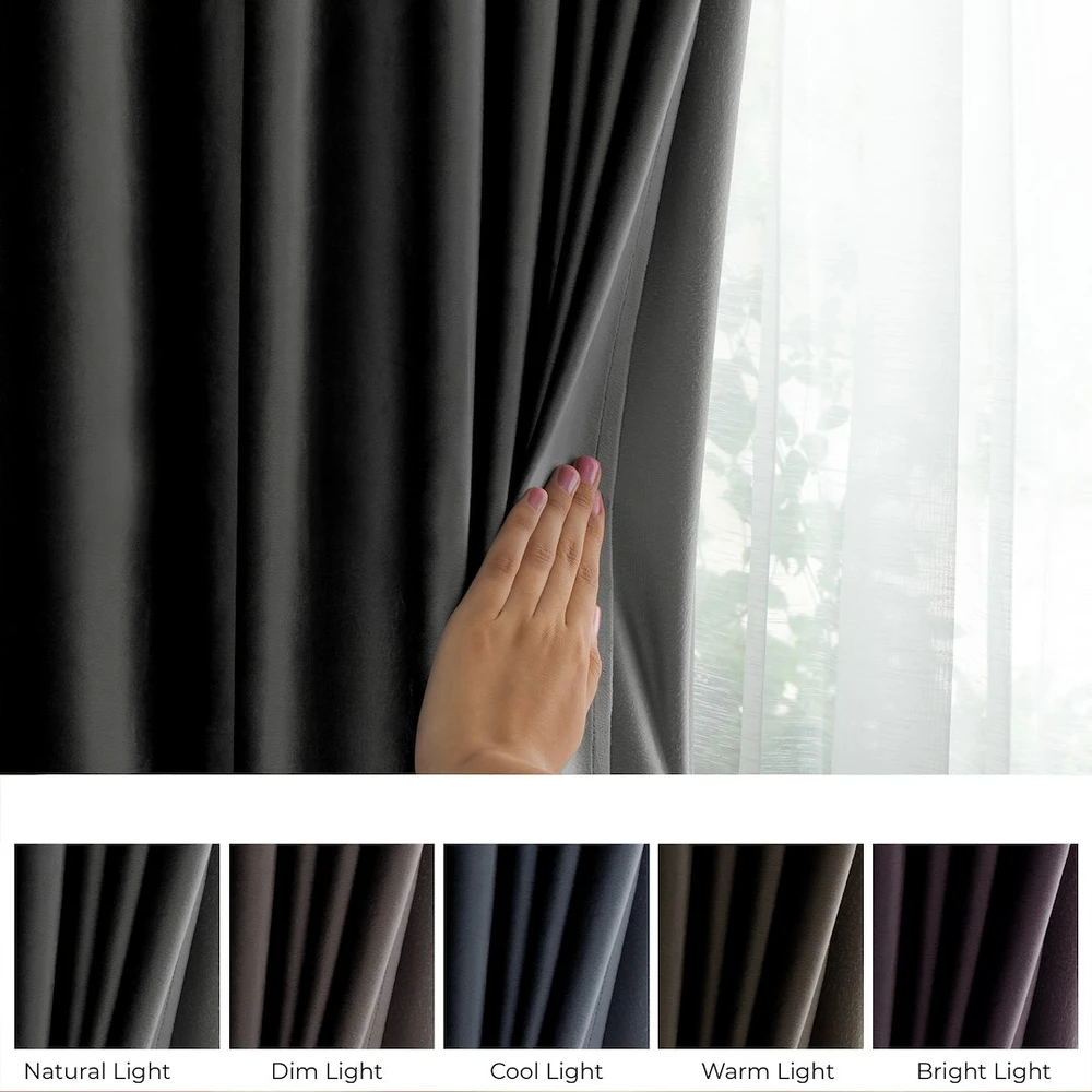 Naktinė užuolaida su žiedais AmeliaHome VELVET 140X270 cm, 1 vnt., spalva: grafito
