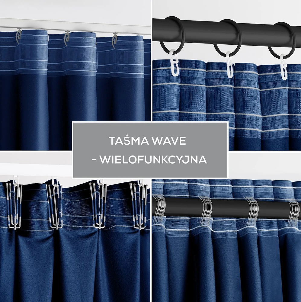 Naktinė užuolaida AmeliaHome VELVET 140X245 cm, 1 vnt., juosta/kabliukai, spalva: tamsiai mėlyna