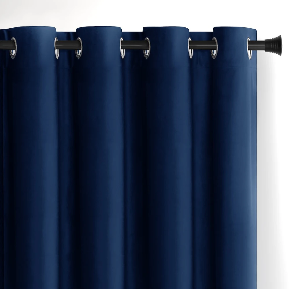 Naktinė užuolaida su žiedais AmeliaHome VELVET 140X245 cm, 1 vnt., spalva: tamsiai mėlyna