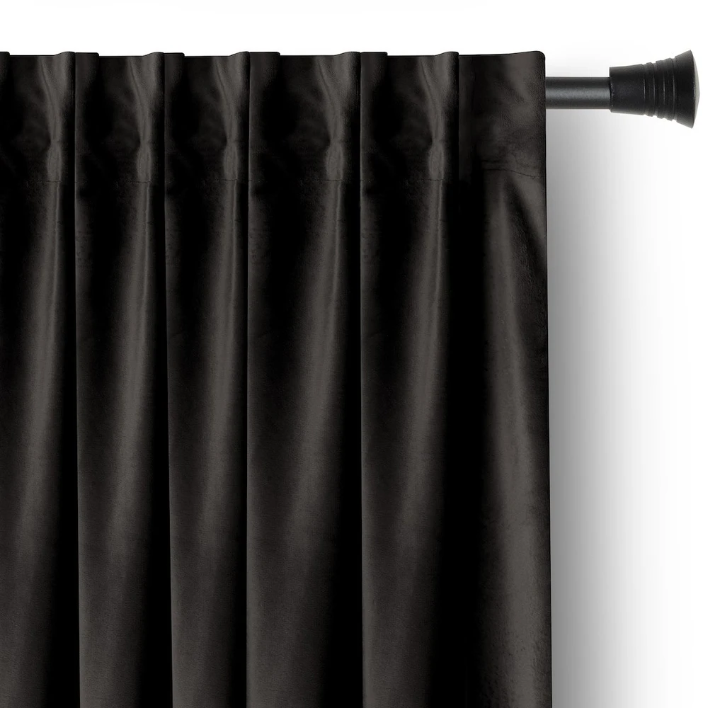Naktinė užuolaida AmeliaHome VELVET 140X245 cm, 1 vnt., juosta/kabliukai, spalva: juoda
