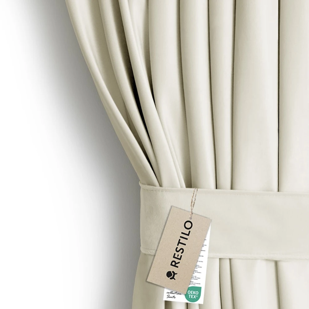 Naktinė užuolaida su žiedais AmeliaHome VELVET 140X270 cm, 1 vnt., spalva: kreminė
