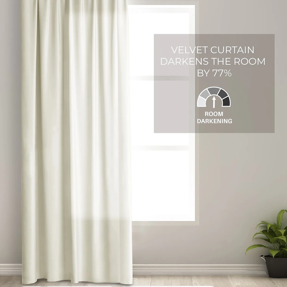 Naktinė užuolaida su žiedais AmeliaHome VELVET 140X245 cm, 1 vnt., spalva: kreminė