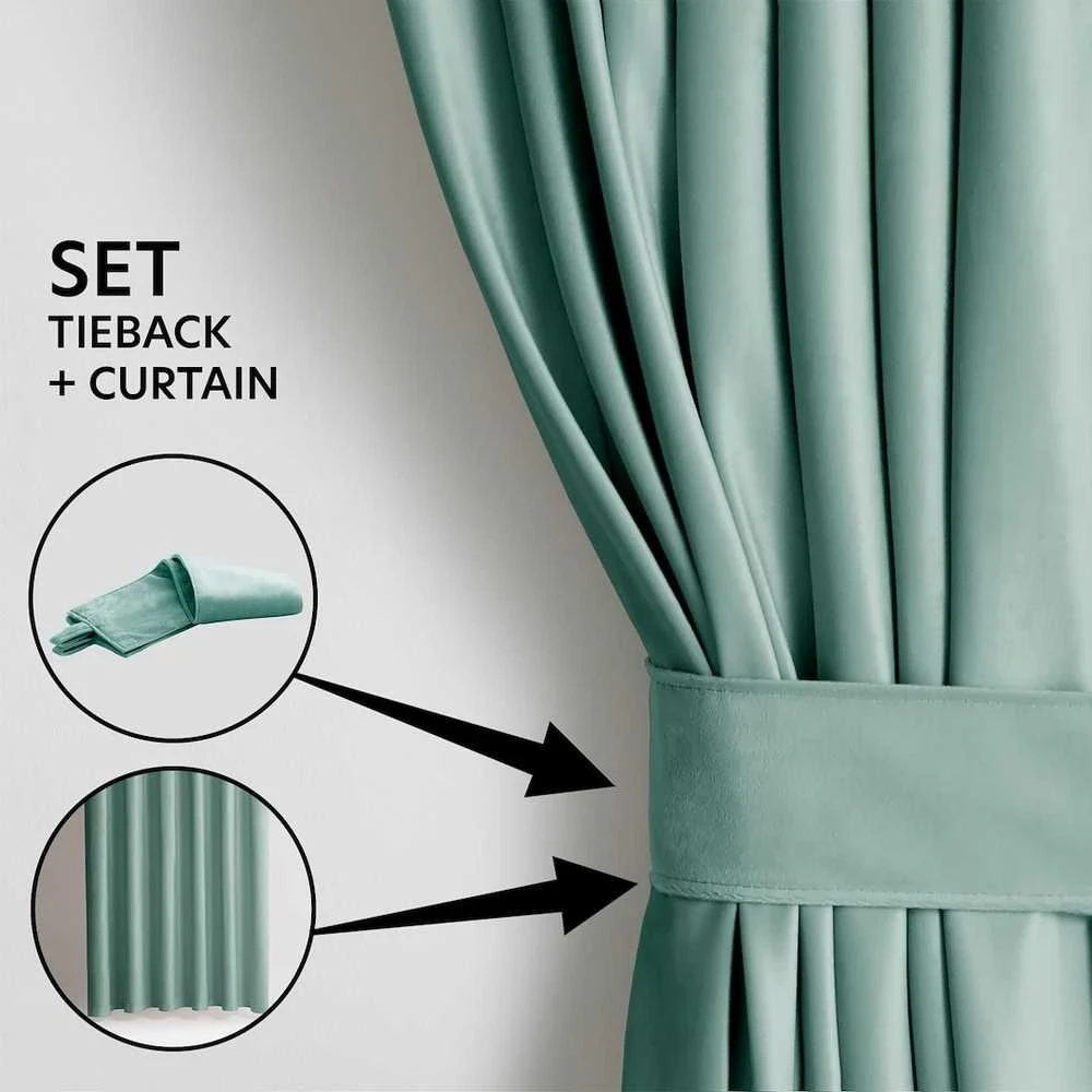 Užuolaidos VELVET spalva miętowy styl klasyczny taśma materiał velvet 140x270 AmeliaHome