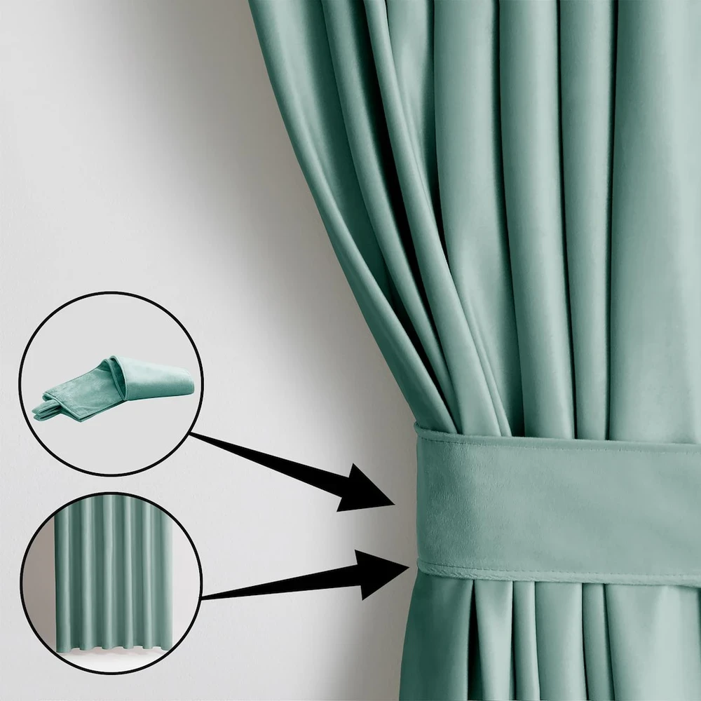 Užuolaidos VELVET spalva miętowy styl klasyczny taśma materiał velvet 140x270 AmeliaHome