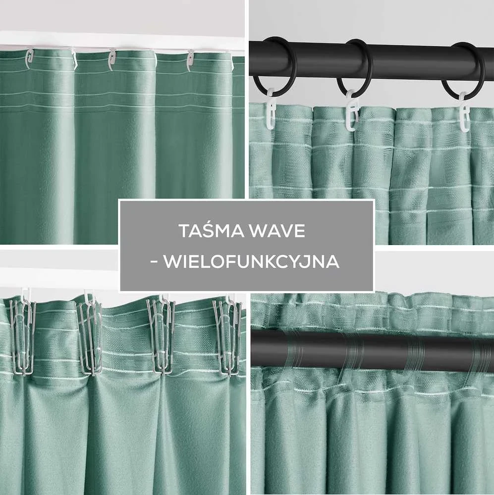 Užuolaidos VELVET spalva miętowy styl klasyczny taśma materiał velvet 140x270 AmeliaHome