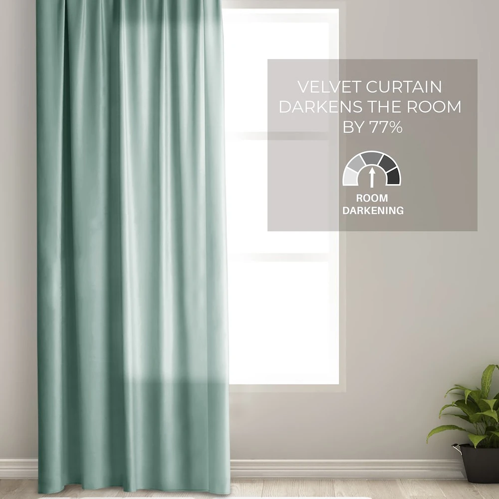 Naktinė užuolaida su žiedais AmeliaHome VELVET 140X245 cm, 1 vnt., spalva: mėtų