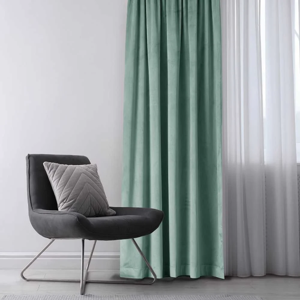 Užuolaidos VELVET spalva miętowy styl klasyczny taśma materiał velvet 140x270 AmeliaHome
