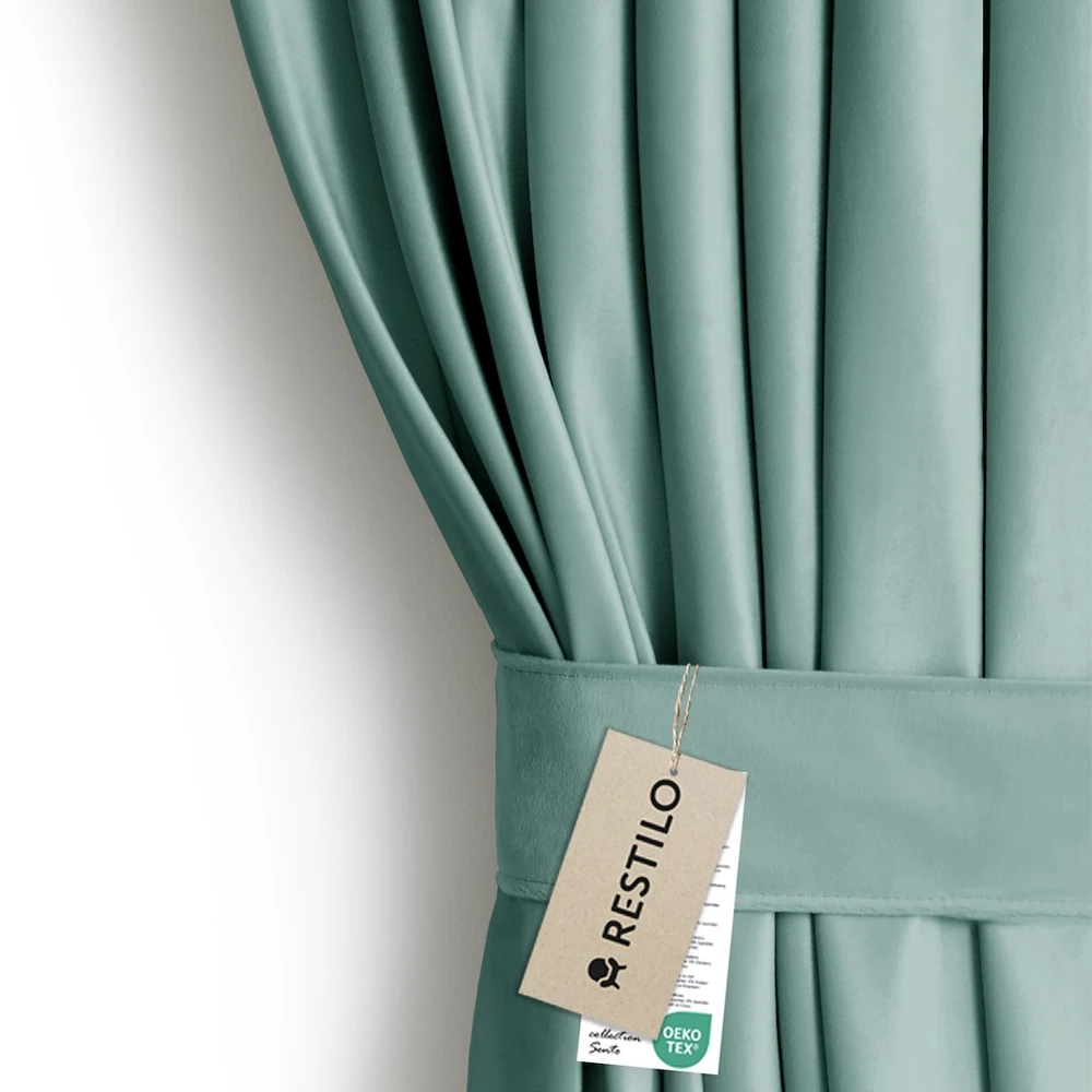 Naktinė užuolaida su žiedais AmeliaHome VELVET 140X245 cm, 1 vnt., spalva: mėtų
