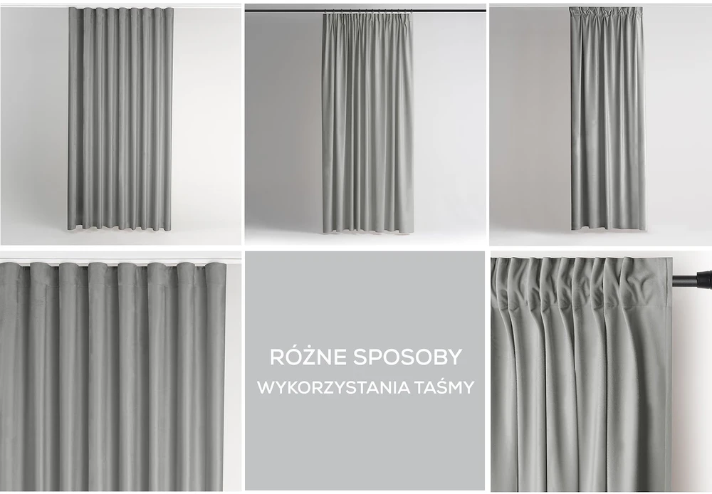 Naktinė užuolaida AmeliaHome VELVET 140X245 cm, 1 vnt., juosta/kabliukai, spalva: sidabrinė