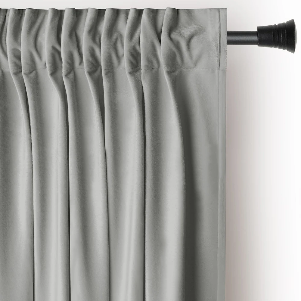 Naktinė užuolaida AmeliaHome VELVET 140X245 cm, 1 vnt., juosta/kabliukai, spalva: sidabrinė