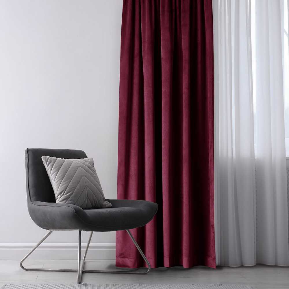 AmeliaHome Užuolaida aksominė 140×245 vyno spalvos CURT