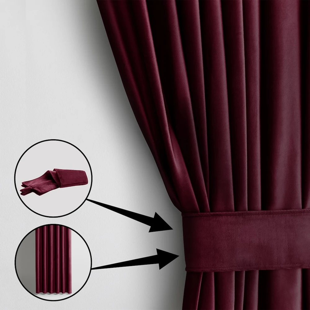 Užuolaidos VELVET spalva raudona styl klasyczny taśma materiał velvet 140x245 AmeliaHome