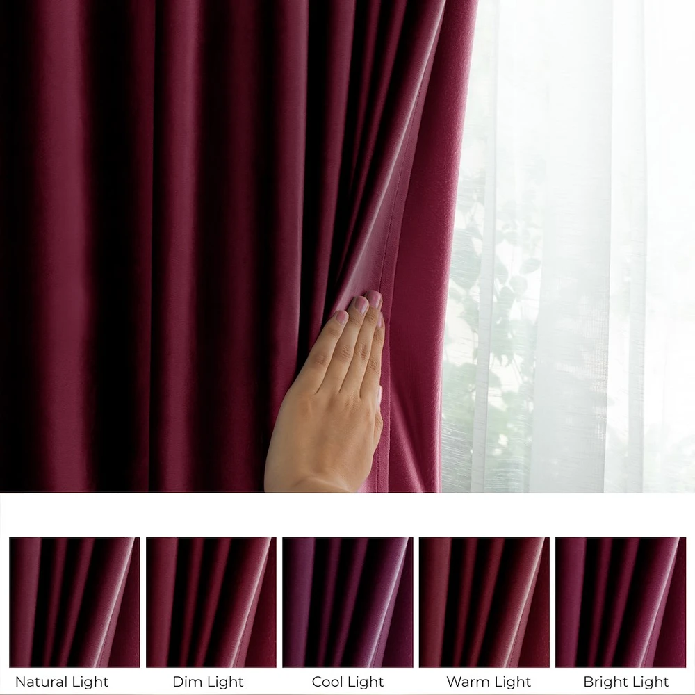 Naktinė užuolaida su žiedais AmeliaHome VELVET 140X245 cm, 1 vnt., spalva: vyno