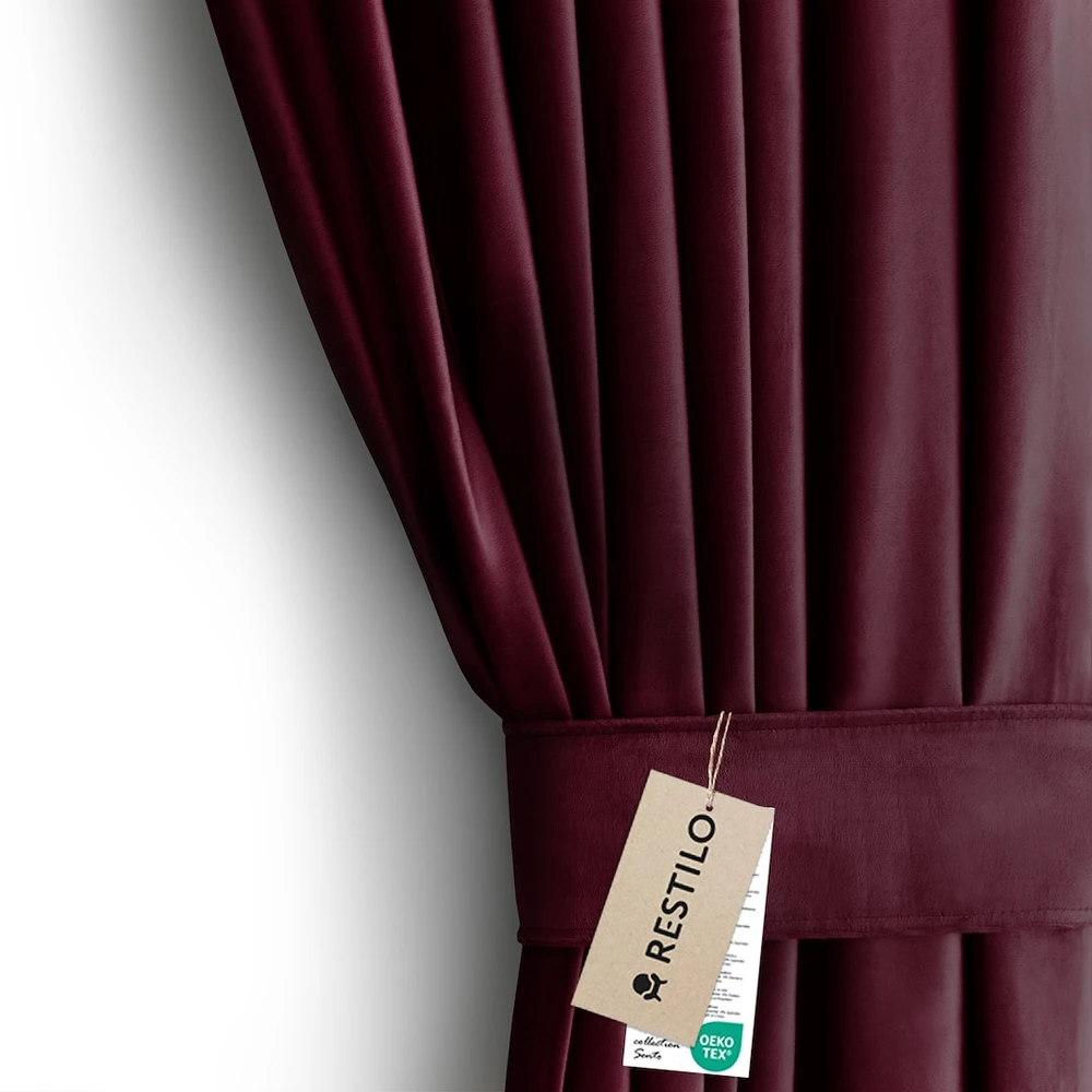 Naktinė užuolaida su žiedais AmeliaHome VELVET 140X245 cm, 1 vnt., spalva: vyno