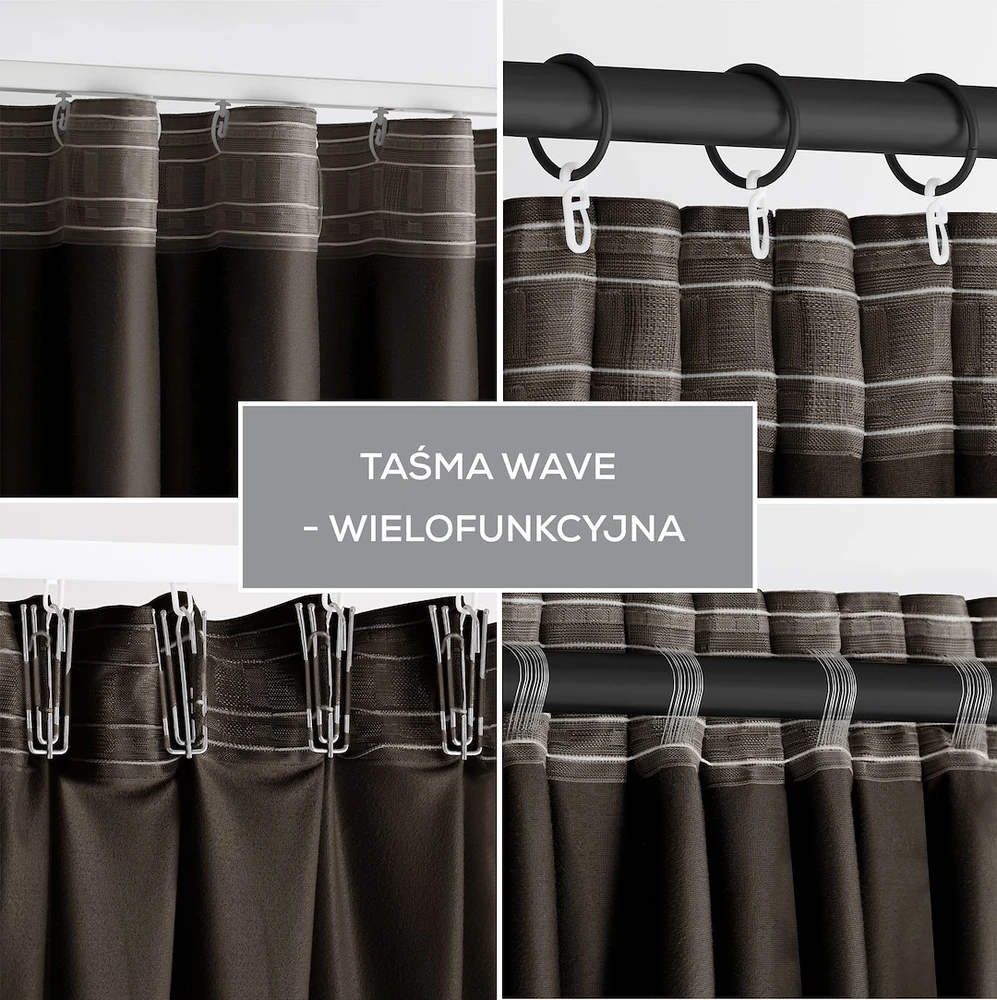 Užuolaidos VELVET spalva ruda styl klasyczny taśma materiał velvet 140x245 AmeliaHome