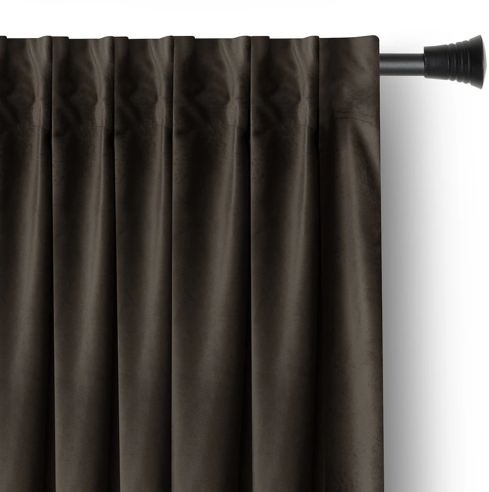 Naktinė užuolaida AmeliaHome VELVET 140X270 cm, 1 vnt., juosta/kabliukai, spalva: tamsiai ruda