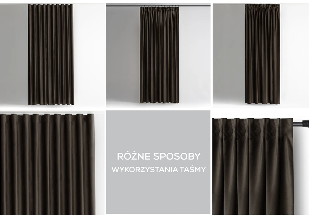 Naktinė užuolaida AmeliaHome VELVET 140X270 cm, 1 vnt., juosta/kabliukai, spalva: tamsiai ruda
