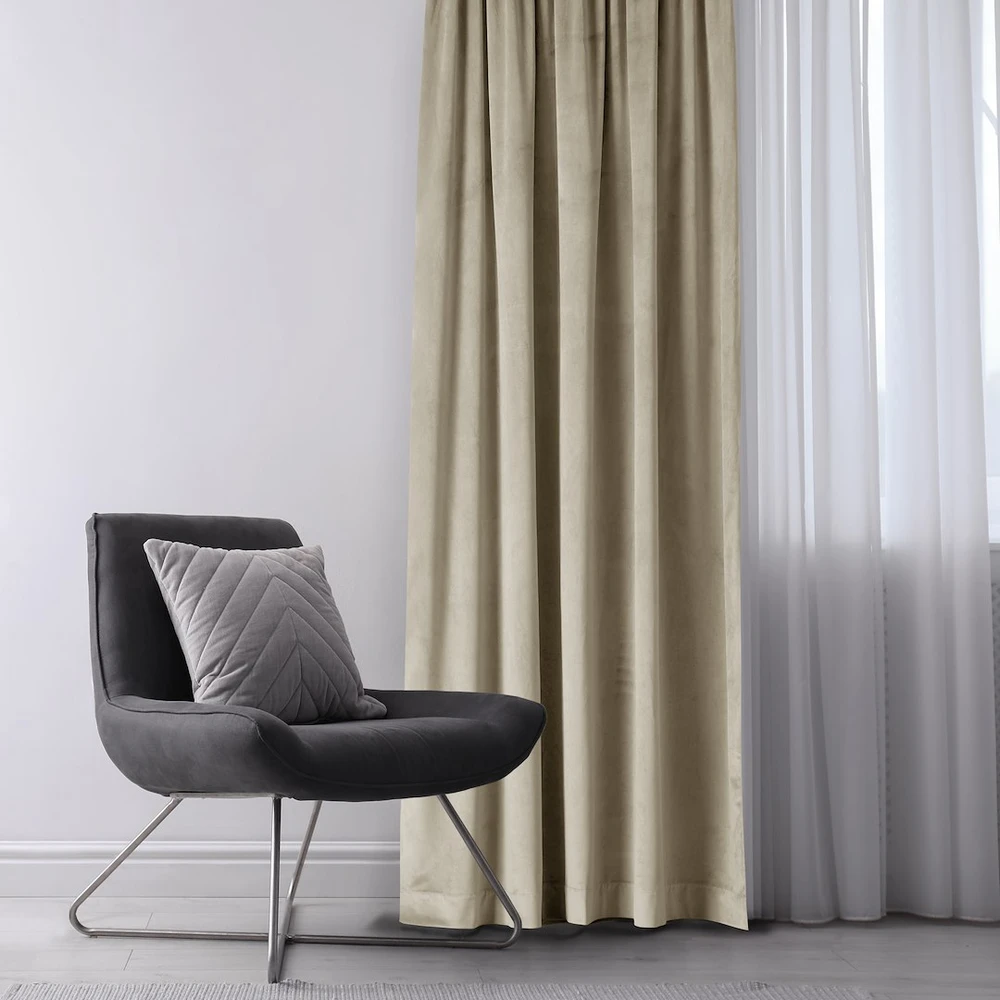 AmeliaHome Užuolaida 140×245 smėlio spalvos aksominė AH