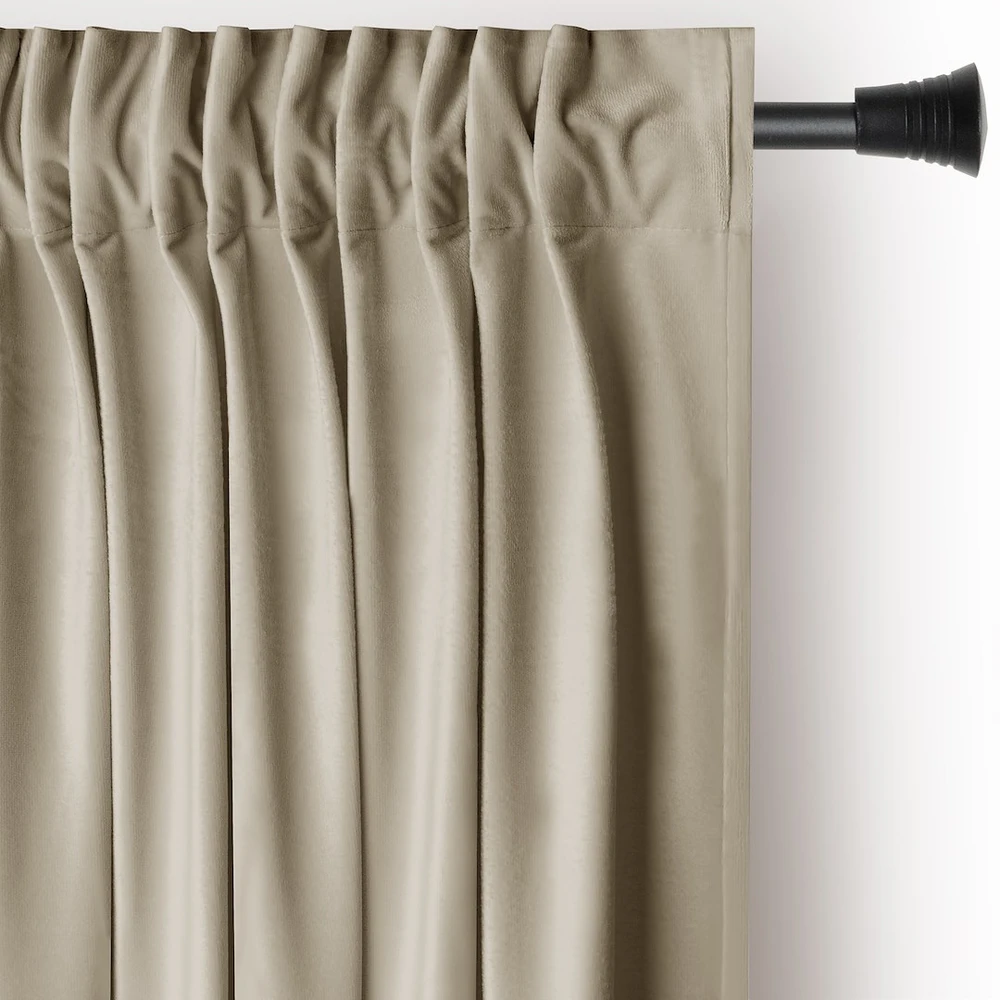 Naktinė užuolaida AmeliaHome VELVET 140X270 cm, 1 vnt., juosta/kabliukai, spalva: smėlio