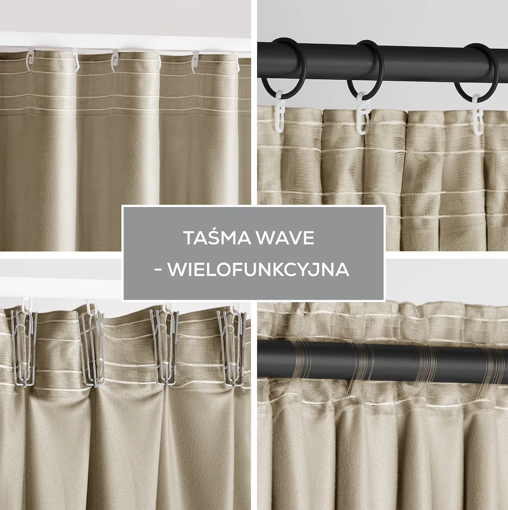 Naktinė užuolaida AmeliaHome VELVET 140X270 cm, 1 vnt., juosta/kabliukai, spalva: smėlio