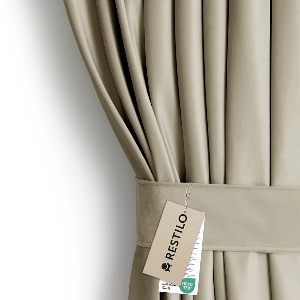 AmeliaHome Užuolaida 140×245 smėlio spalvos aksominė AH