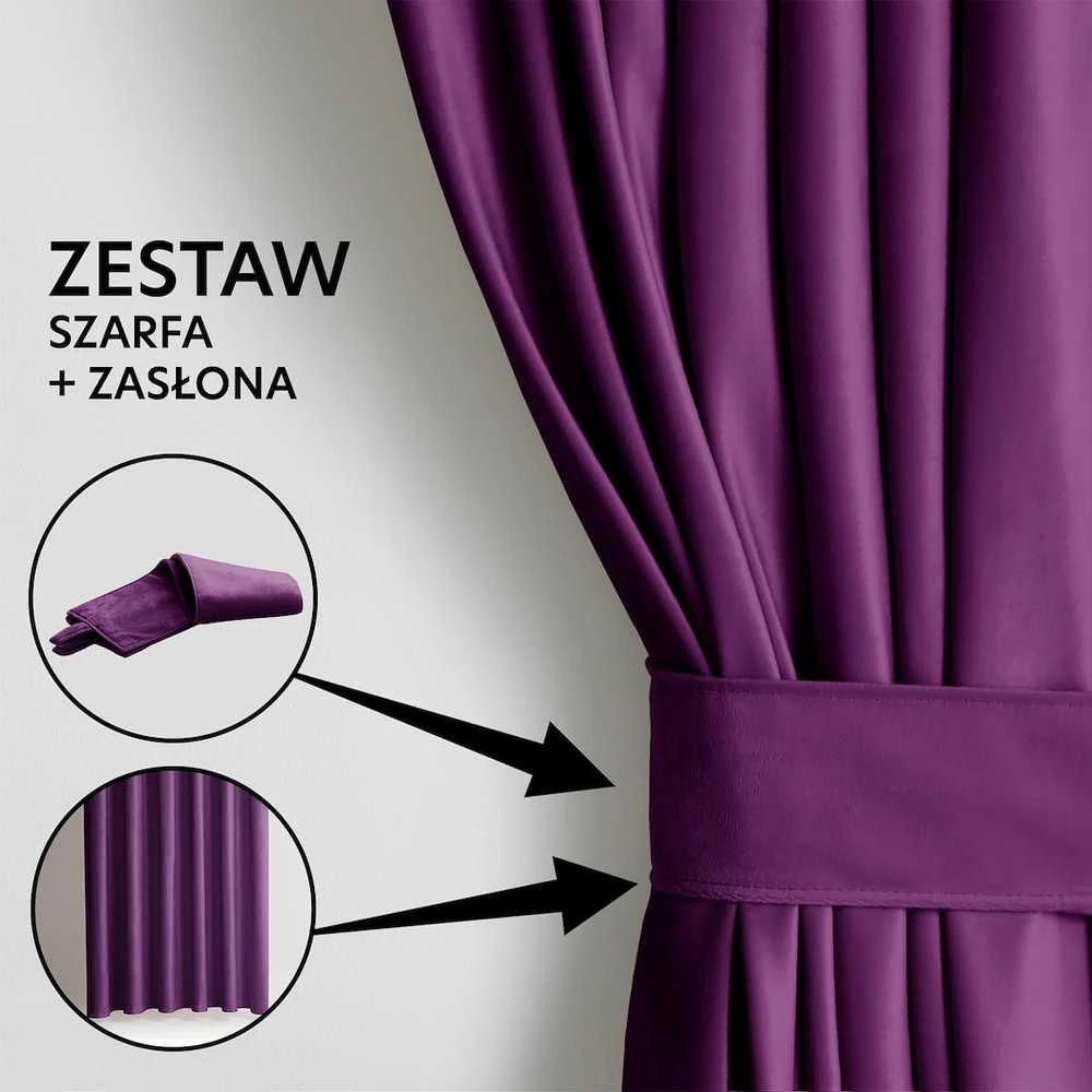 CLASSIC Užuolaidos VELVET spalva violetinė stiliaus klasikinė juosta medžiagos tipas - tekstilė aksomas 140x270 AmeliaHome