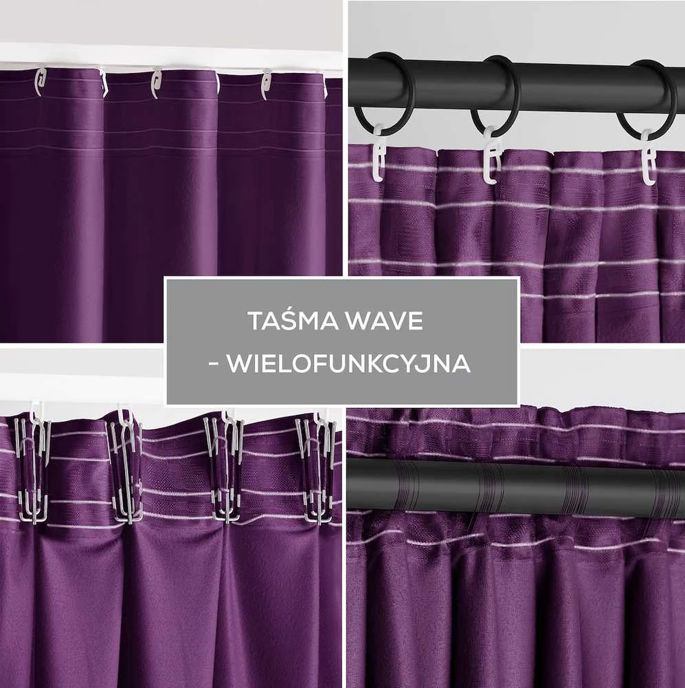 CLASSIC Užuolaidos VELVET spalva violetinė stiliaus klasikinė juosta medžiagos tipas - tekstilė aksomas 140x270 AmeliaHome