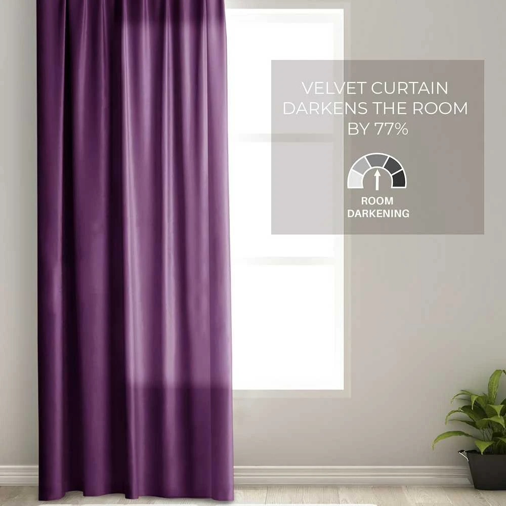 CLASSIC Užuolaidos VELVET spalva violetinė stiliaus klasikinė juosta medžiagos tipas - tekstilė aksomas 140x245 AmeliaHome
