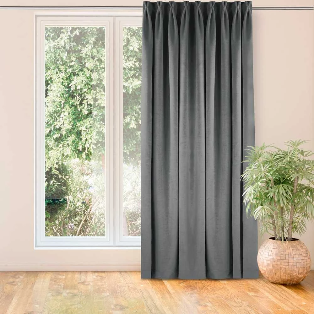 Homede Užuolaidos 400 × 270 cm tamsiai pilkos VELVET FLEX