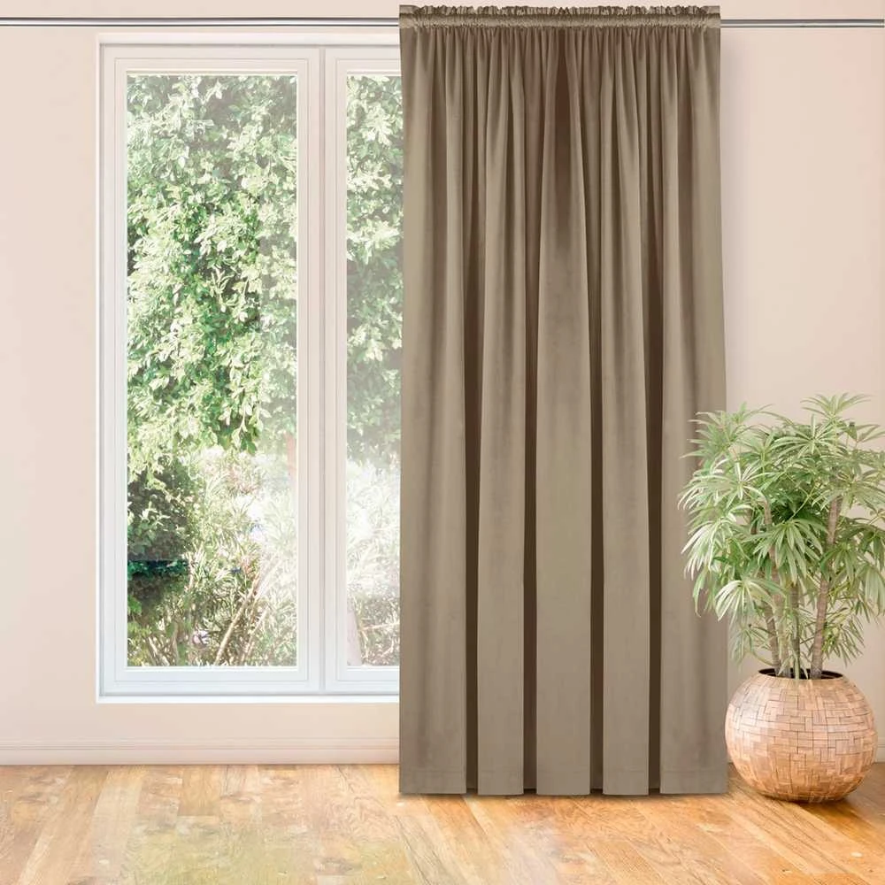 Homede Užuolaidos 530×225 cm iš aksomo smėlio spalvos