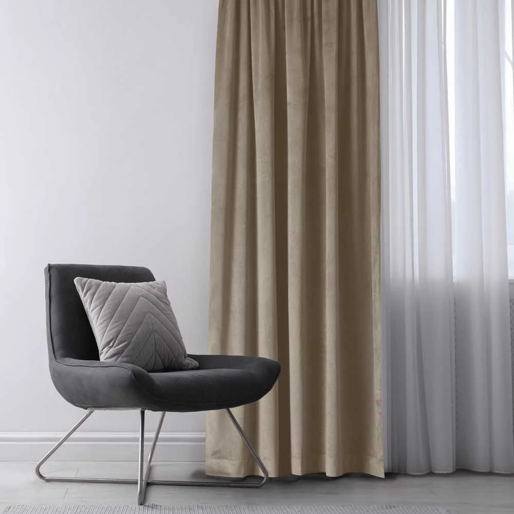 Homede Užuolaidos aksomas 400×270 smėlio spalvos