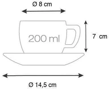 Kreminės spalvos cappuccino puodelis su lėkštute