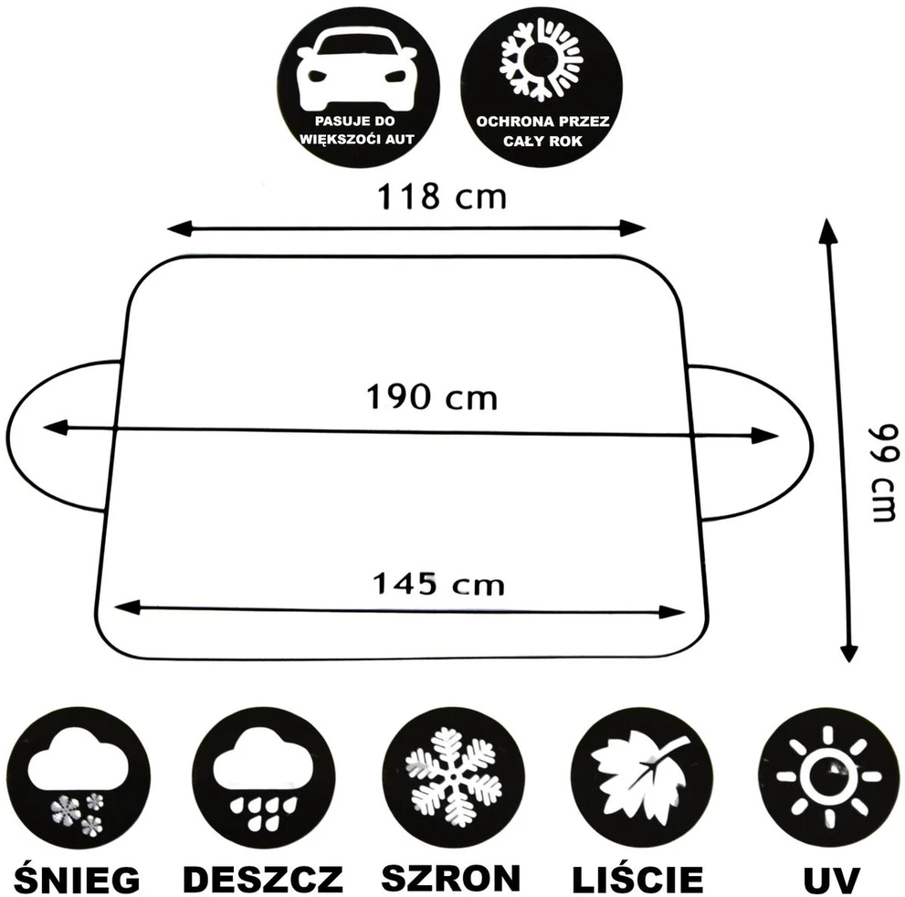 Apsauginė nuo saulės priekinio stiklo uždanga 145x90 cm DUNLOP