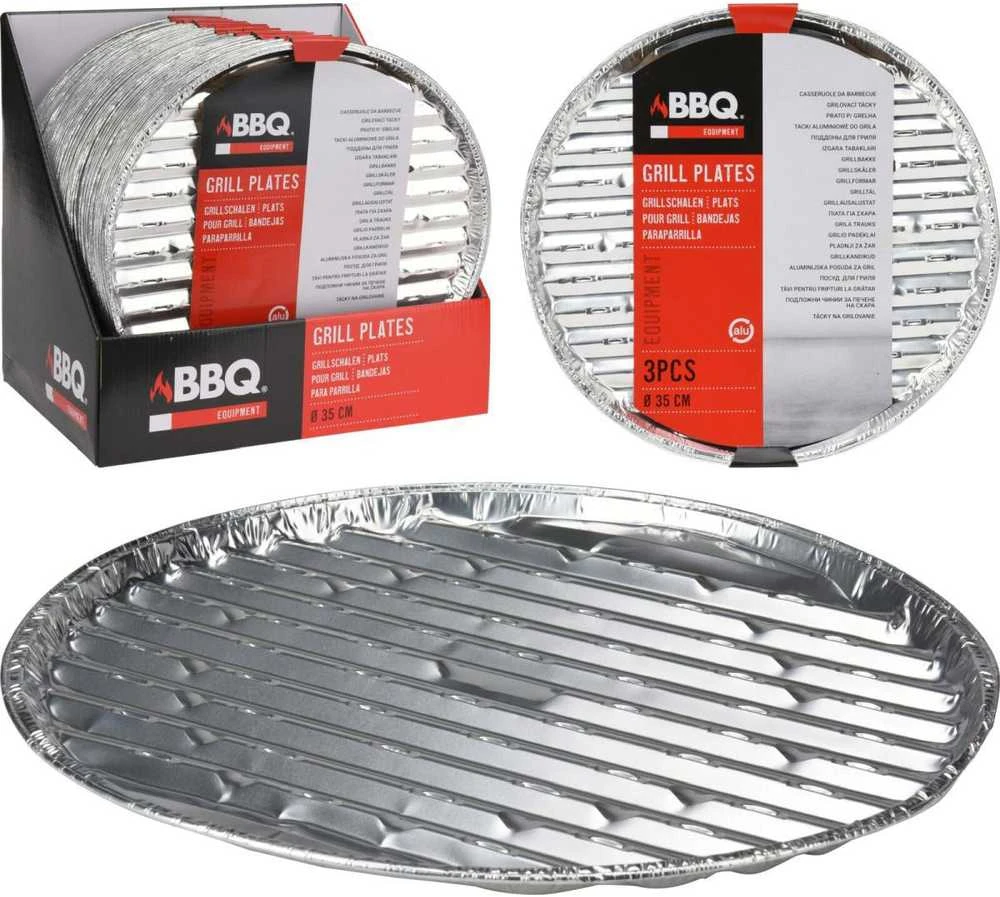 Bbq Line Aliumininės grilio lėkštės, 34 cm, 3 vnt.