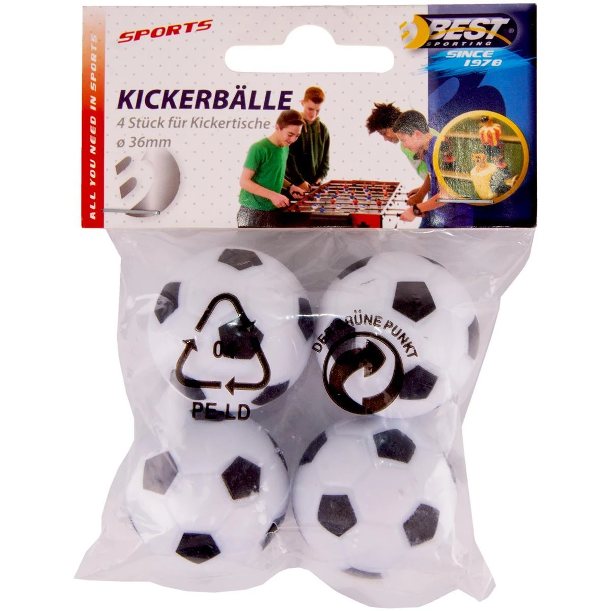 Best Sporting Stalo futbolo kamuoliukų rinkinys, 36 mm, 4 vnt.