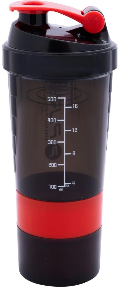 Pure Fitneso gertuvė su purtykle 500 ml pilka raudona