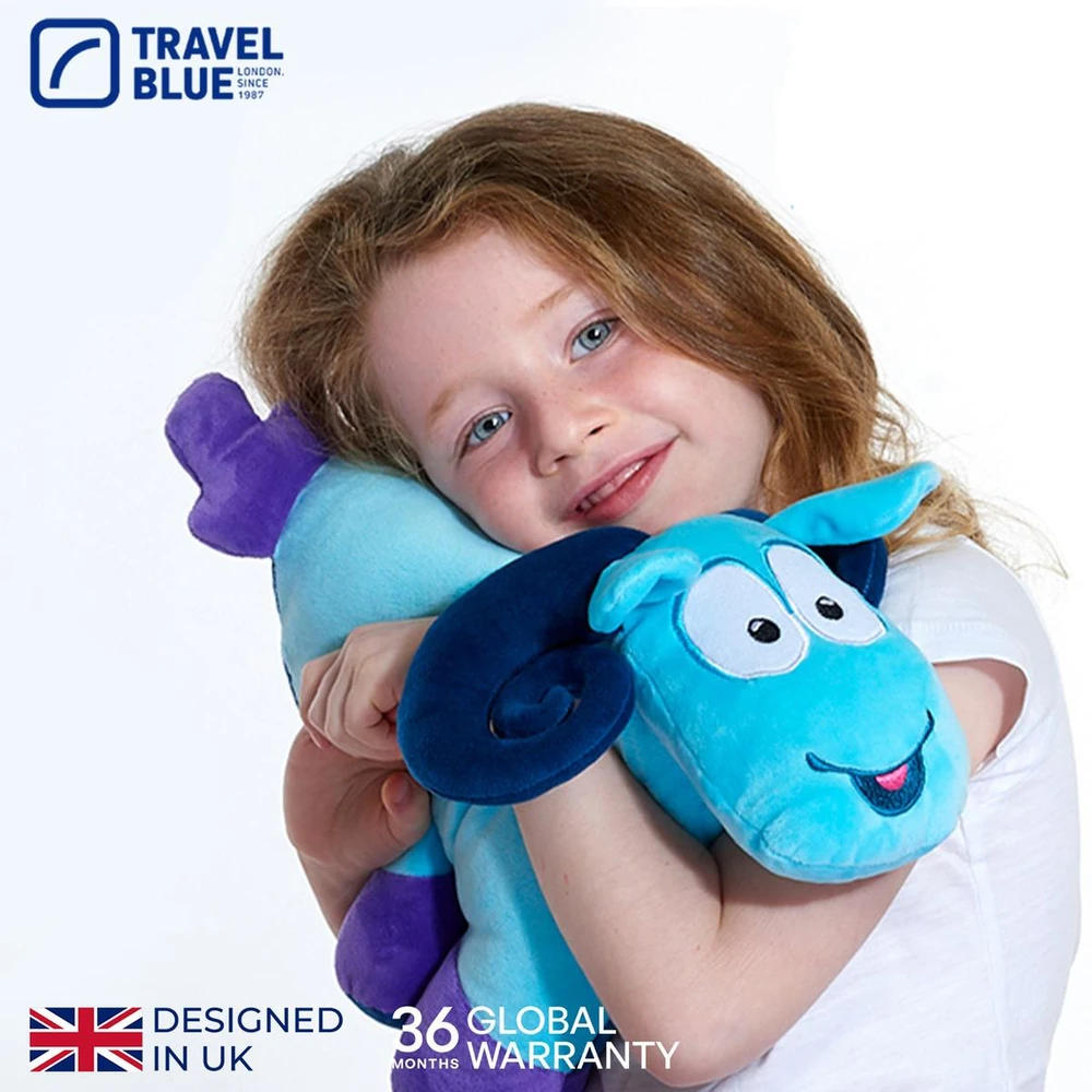 Blue Mėlyna TRAVEL Mėlynas KELIONĖS PAGALVĖLĖ VAIKAMS AVINĖLIS SAMMY