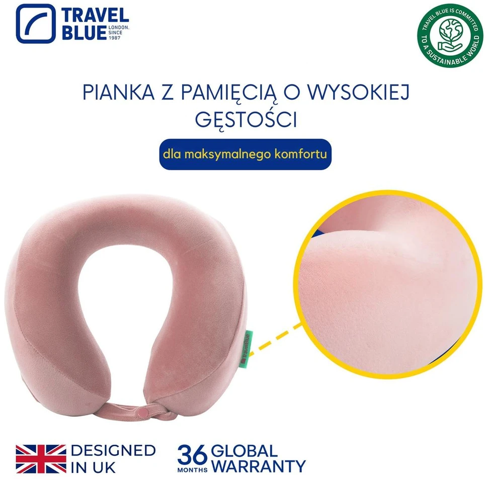 Aptel Mėlyna TRAVEL Mėlynas PODUSZKA Z PIANKI MEMORY TRANQUILITY RÓŻOWA
