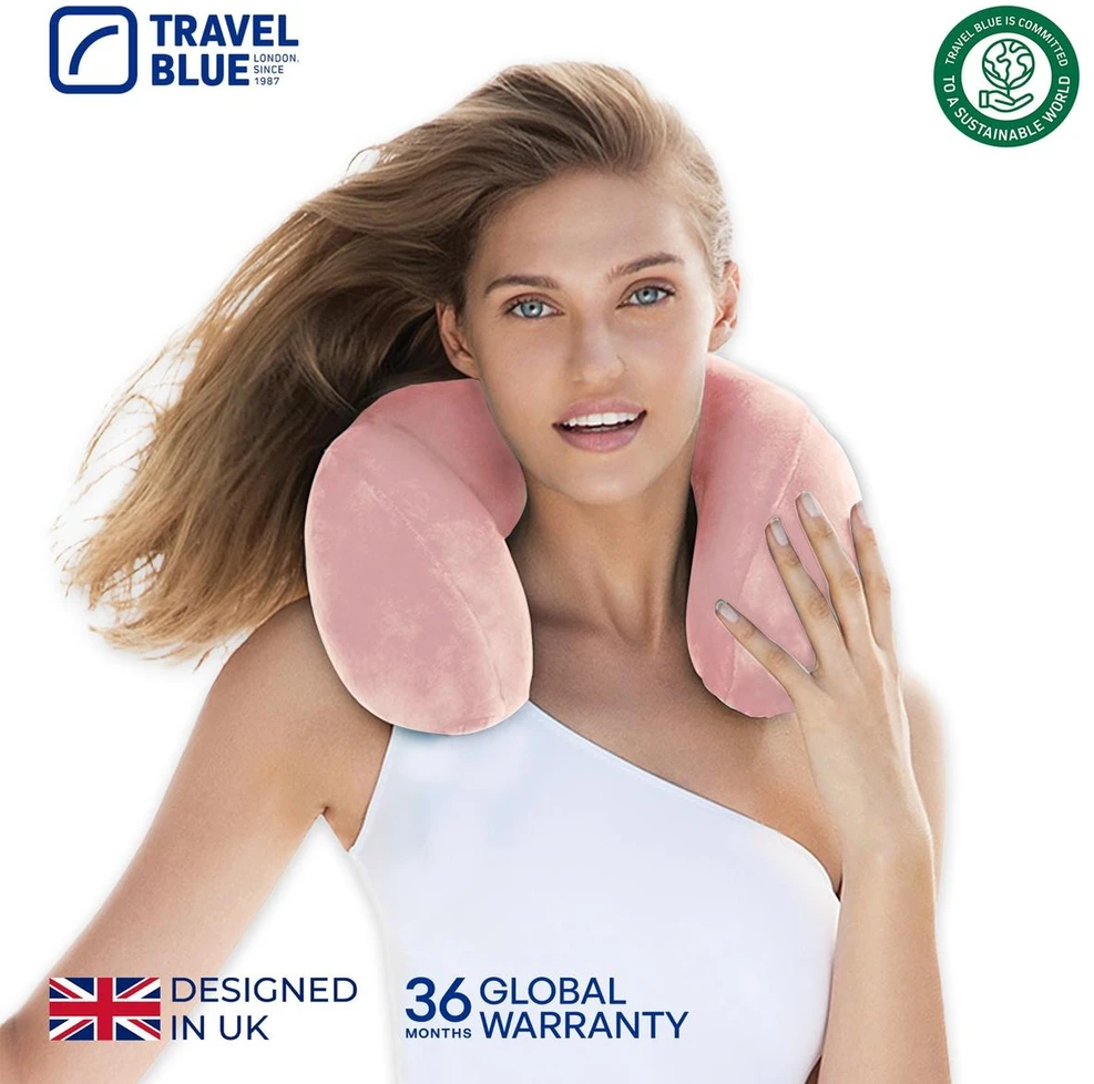 Aptel Mėlyna TRAVEL Mėlynas PODUSZKA Z PIANKI MEMORY TRANQUILITY RÓŻOWA