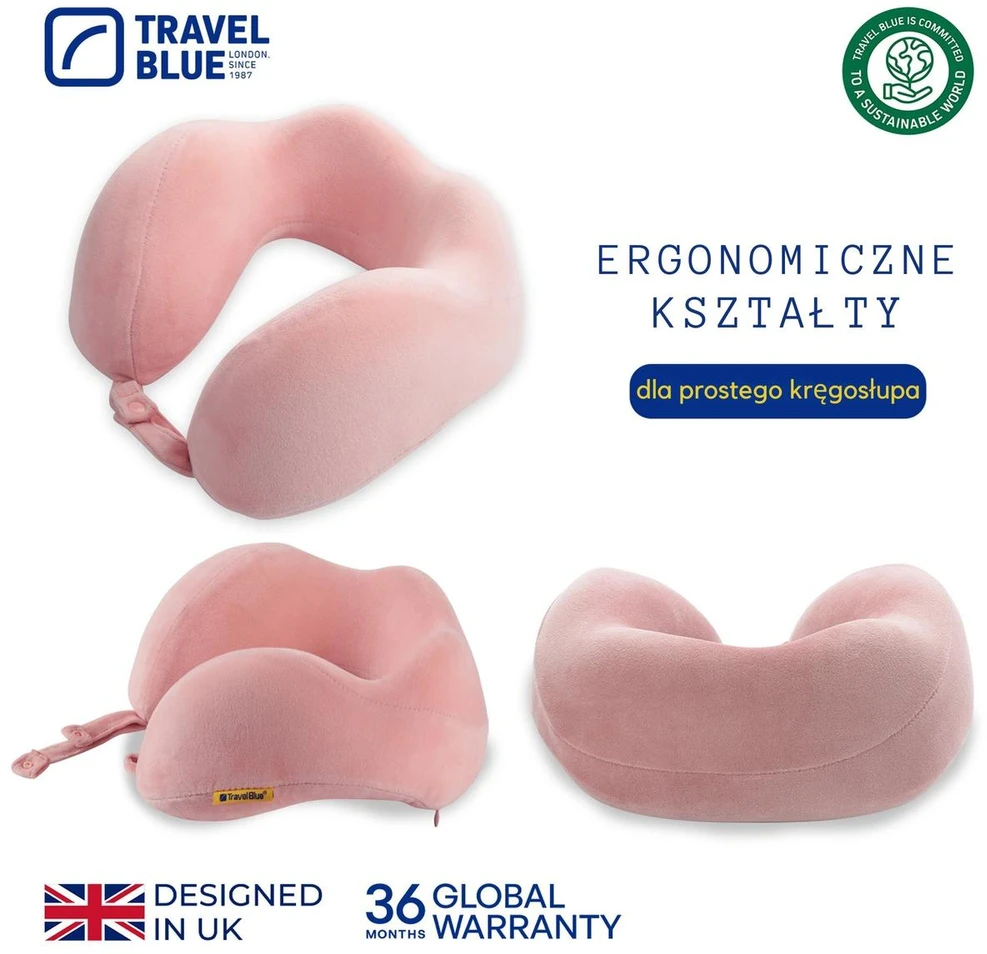 Aptel Mėlyna TRAVEL Mėlynas PODUSZKA Z PIANKI MEMORY TRANQUILITY RÓŻOWA