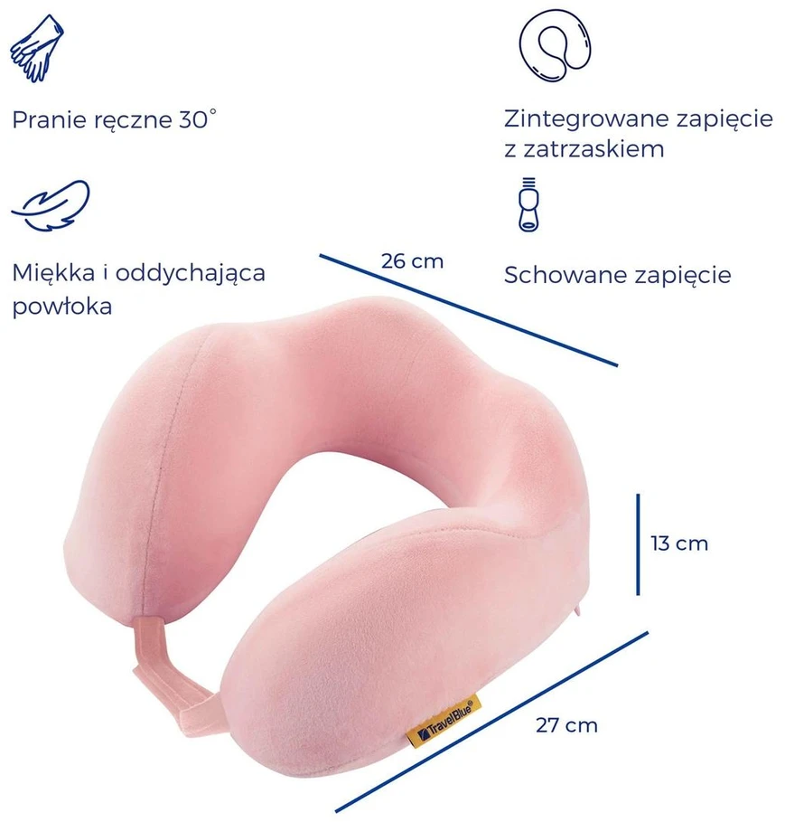 Aptel Mėlyna TRAVEL Mėlynas PODUSZKA Z PIANKI MEMORY TRANQUILITY RÓŻOWA