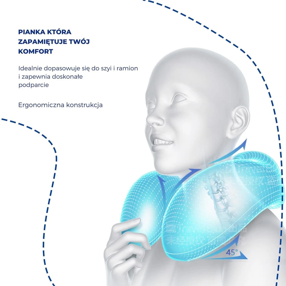 Aptel Mėlyna TRAVEL Mėlynas PODUSZKA Z PIANKI MEMORY TRANQUILITY RÓŻOWA