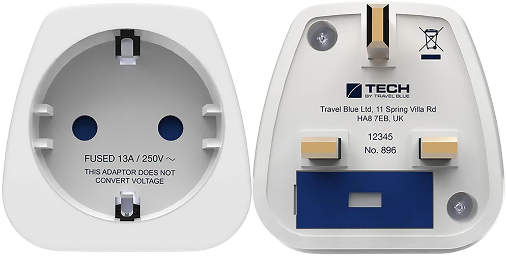 Tech Protect Mėlynas TRAVEL Mėlynas PERĖJIMO ADAPTERIS SHUCKO -> UK